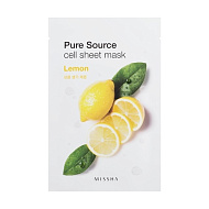 Missha Маска для лица на тканевой основе Pure Source Cell Sheet Mask Lemon