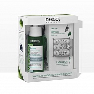 Vichy Dercos Nutrients Набор Шампунь глубоко очищающий Detox + Резинка-браслет для волос Invisibobble 3 шт В подарок